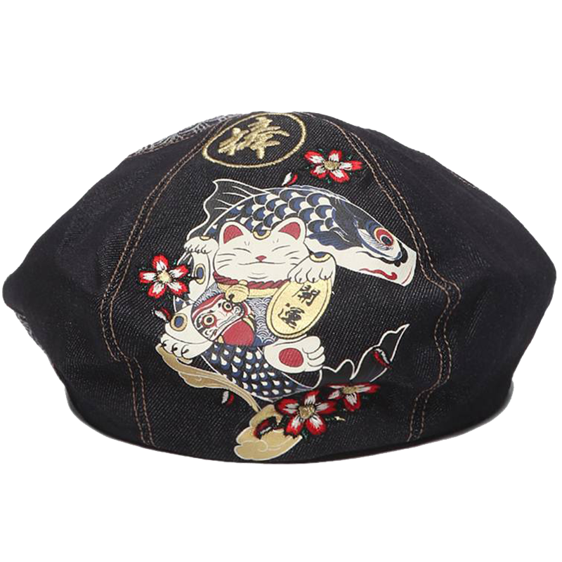 Oniarai鬼洗男士帽子泥棒蓝趣味印花牛仔贝雷帽n4033 09 M 贝雷帽历史价格 Oniarai鬼洗男士帽子泥棒蓝趣味印花牛仔贝雷帽n4033 09 M 贝雷帽历史价格