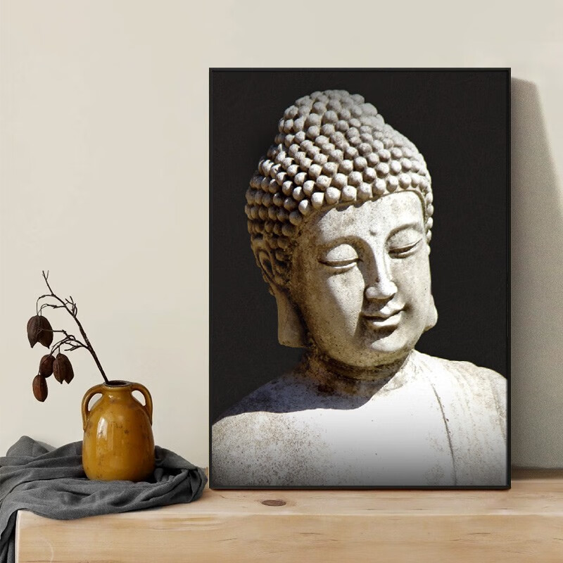 石佛-a 42*60cm 铝合金框  棉麻油画布