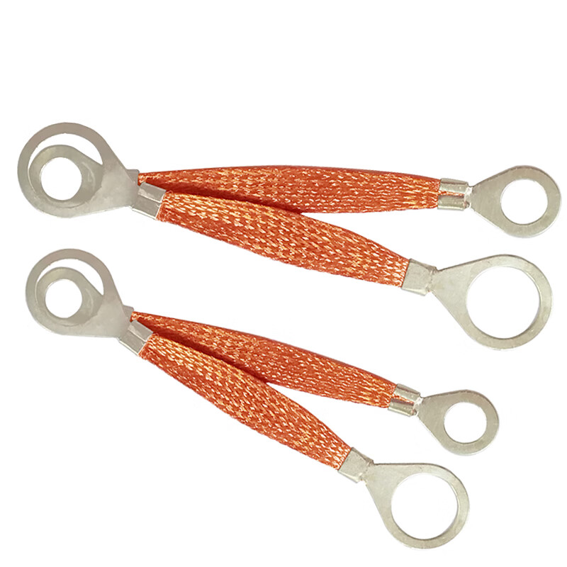 荧阙紫铜法兰防静电跨接线 法兰接地线防爆铜编织带法兰连接线定做 6