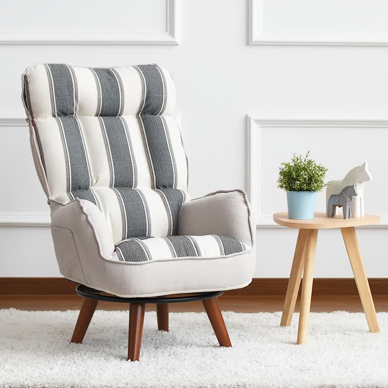 日式单人布艺休闲榻榻米懒人沙发千鸟格电脑转椅孕妇喂奶哺乳坐椅