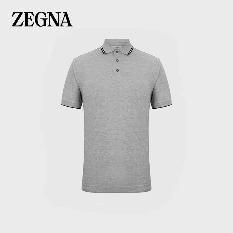 杰尼亚（Zegna） 22春夏 男士灰色棉质短袖Polo衫 VV360-ZZ661-K94-L