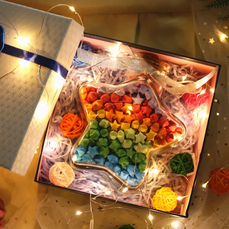 礼品创意幸运星星瓶五角星折纸发光木塞许愿瓶成品玻璃生日情人节礼物