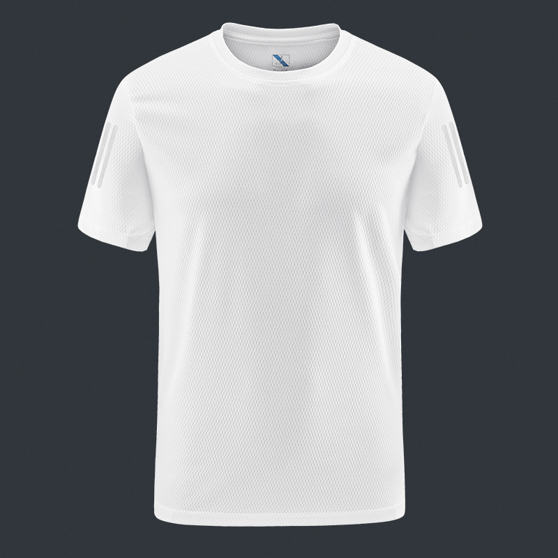 吸湿速干短袖T恤男夏季弹力体恤篮球训练服健身上衣 白色 M