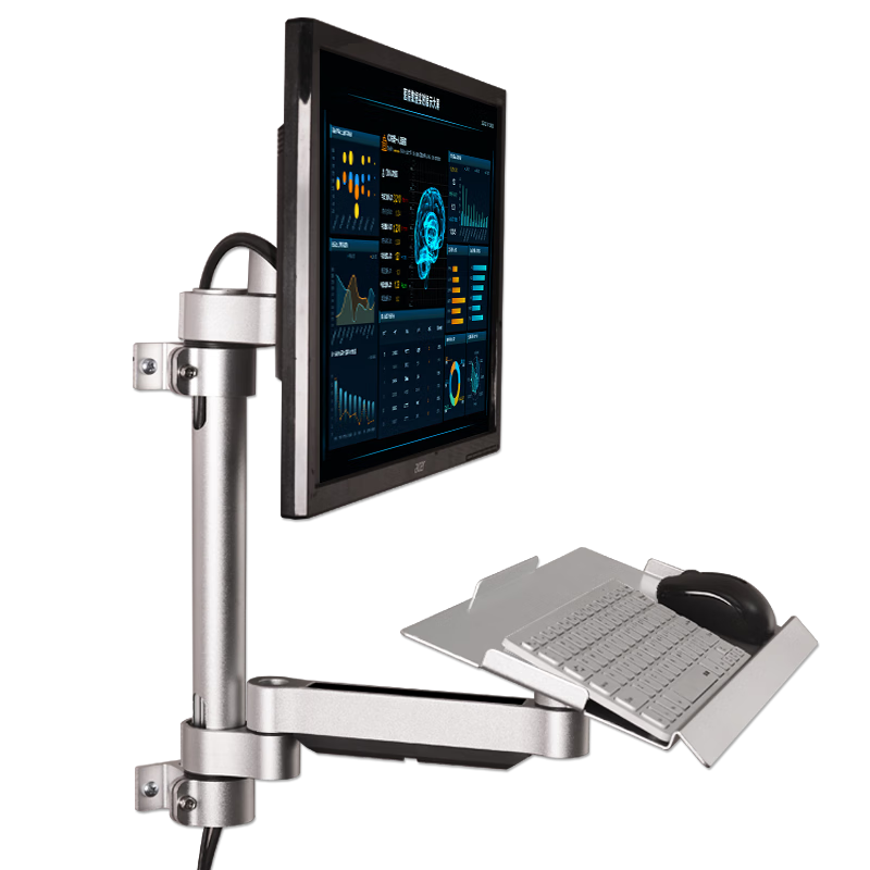 悠視 壁掛顯示器支架工業(yè)設(shè)備電腦屏幕支架一體機(jī)掛架伸縮鍵盤拖支架T3 T3-ME2-工程托盤 400mm立柱B077