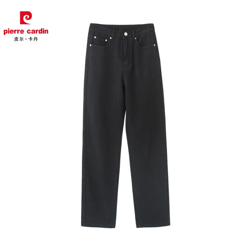 皮尔卡丹(pierre cardin)牛仔裤女装春夏秋季新款韩版高腰韩版显瘦宽松百搭九分直筒烟管裤 黑色 L 【106-116斤】 京东折扣/优惠券
