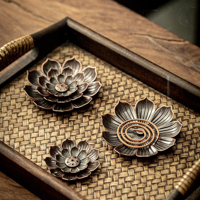 韩泊莉（HANBOLI）美妆工具 香炉莲花香插香座点香座盘托香托线香家用室内檀香炉  莲花底座+5管线香