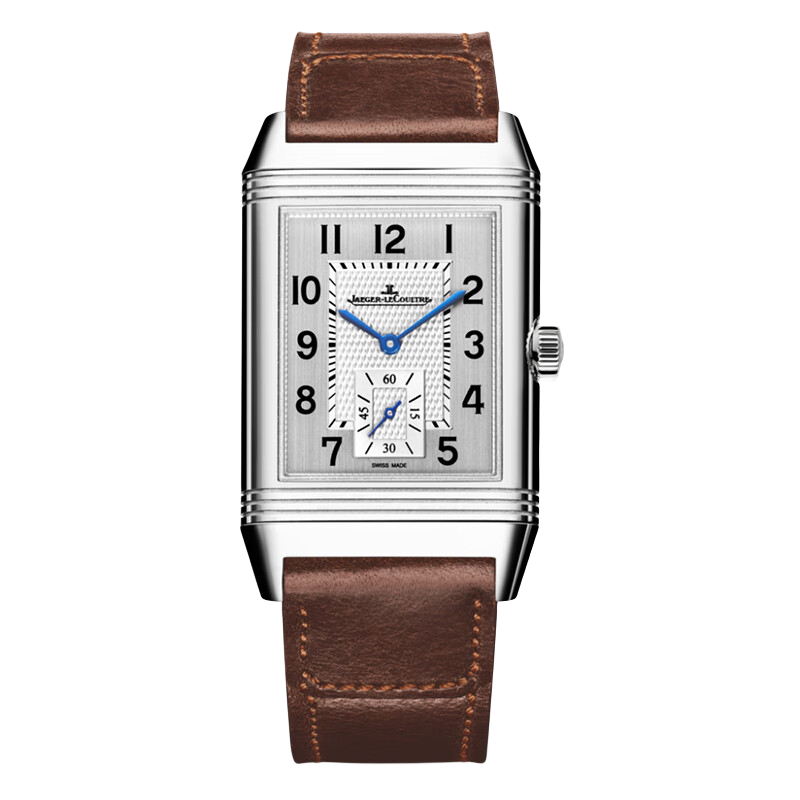 積家（Jaeger）翻轉腕表系列手動(dòng)機械男表45*27mm【全新正品】 棕帶銀盤(pán)Q3858522
