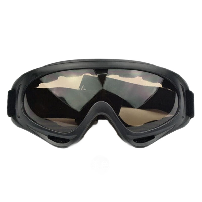 百舸 护目镜滑雪透明防风沙防飞溅劳保防护骑行 黑色框茶色镜片