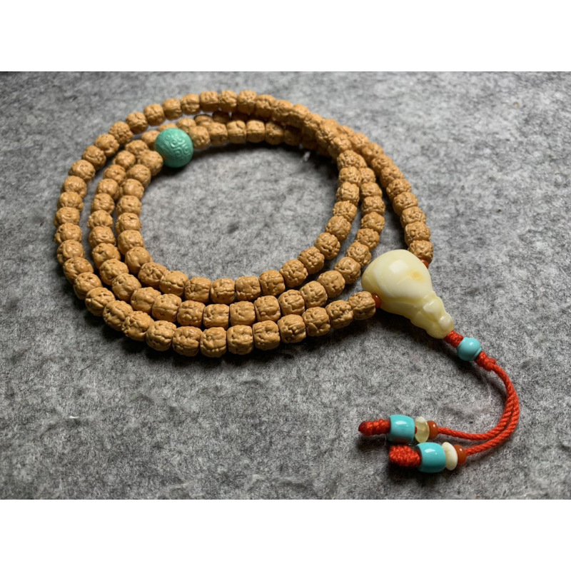 纯手工藏式直切姜黄皮7mm佛手小金刚108手串念珠 7mm藏式直切