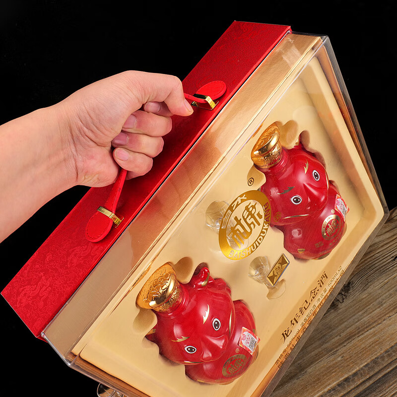 白水杜康国匠御品龙年纪念酒 礼盒装 52度浓香型白酒 500ml*2瓶 国匠御品龙年纪念酒红色 1礼盒装