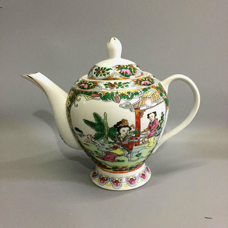 oqb广彩茶具 大兴收藏 七八十年代库存老厂货老瓷器广彩茶壶