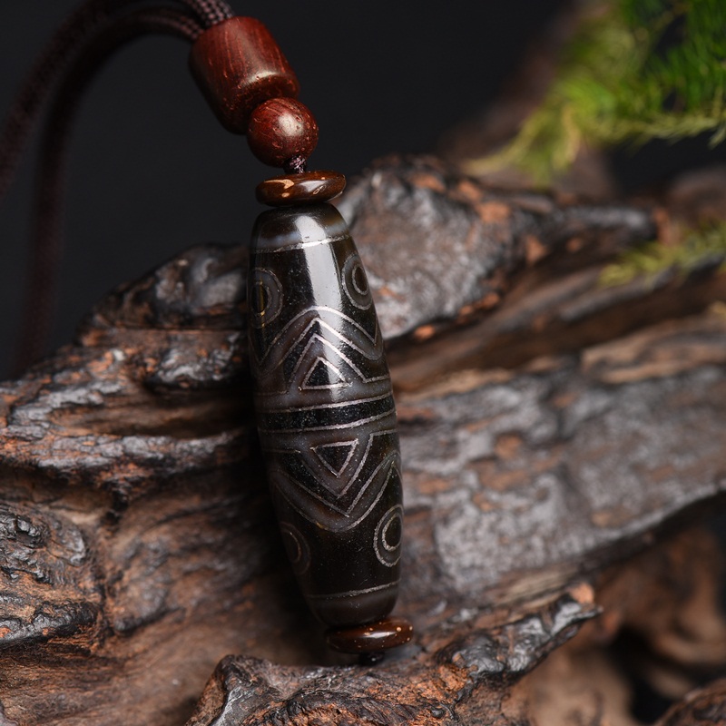 宫艳 金刚虎牙六眼天珠挂件藏式老天珠送礼包浆油润男女项坠情侣男友