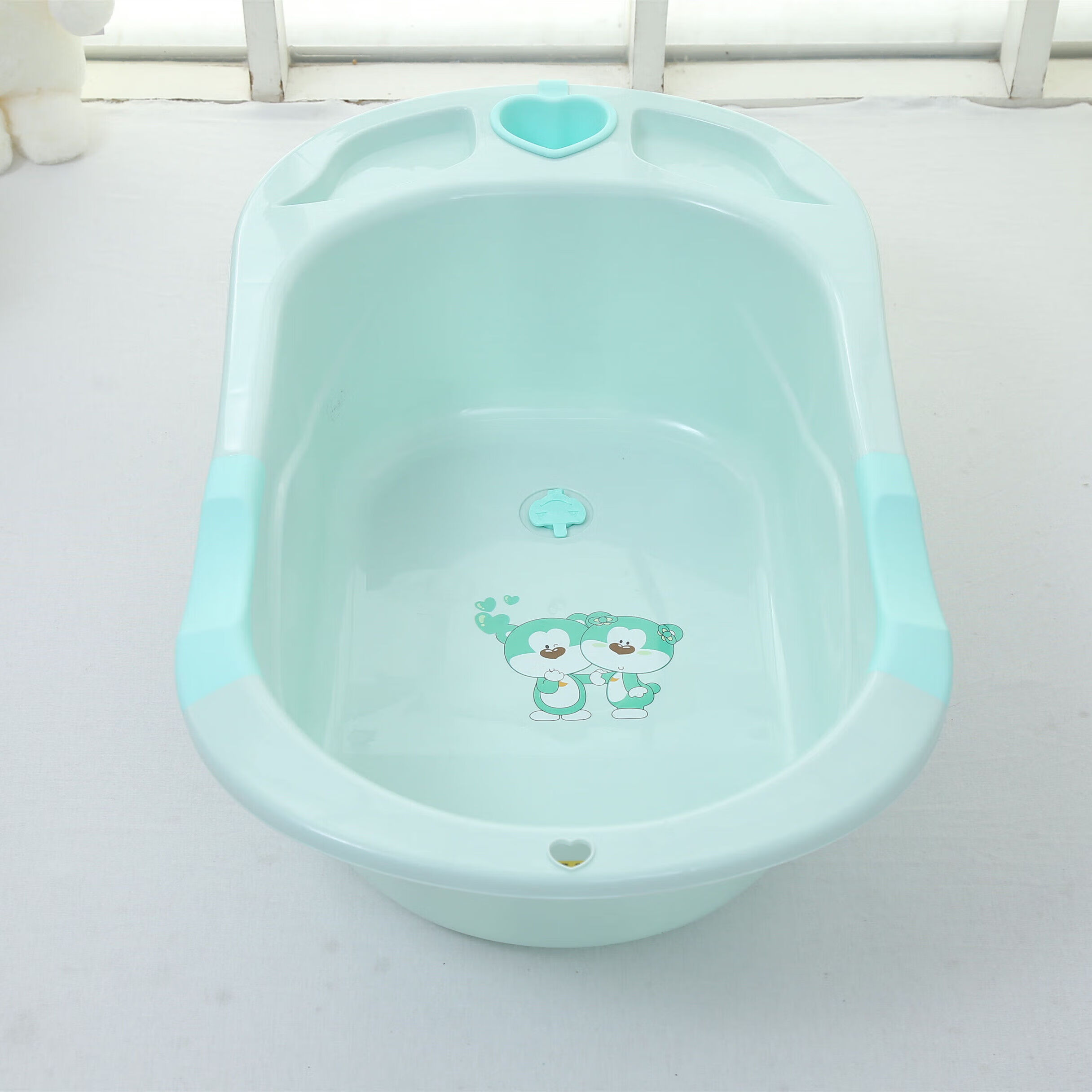 破损管换婴儿洗澡盆洗澡桶儿童宝宝洗澡盆浴盆坐躺两用浴桶悬浮垫 彩绿色 单盆