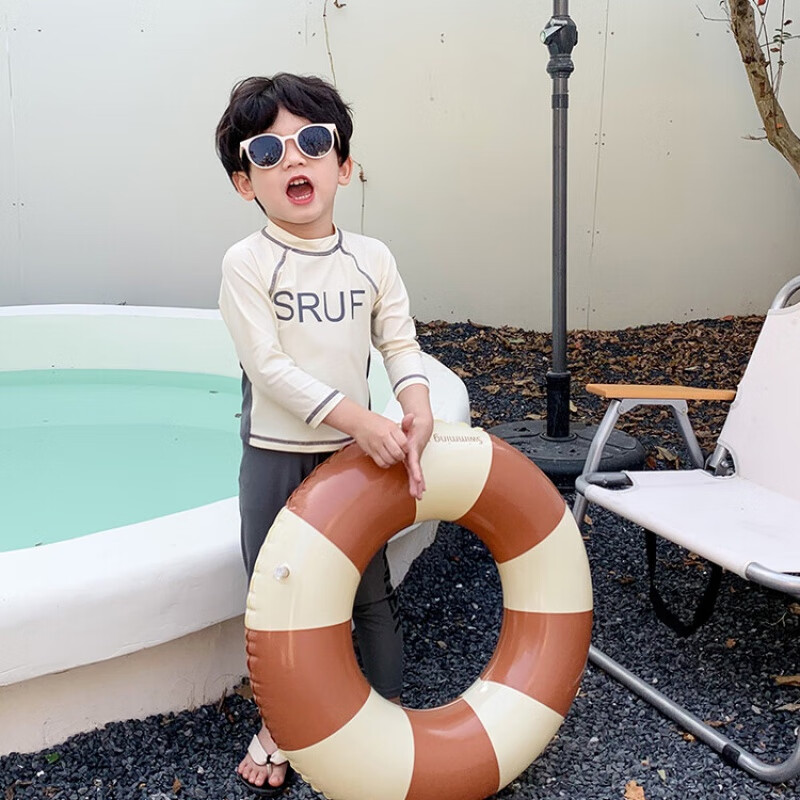 哈兜儿儿童泳衣长袖男童夏学生宝宝小孩小中小童长裤沙滩分体游泳衣