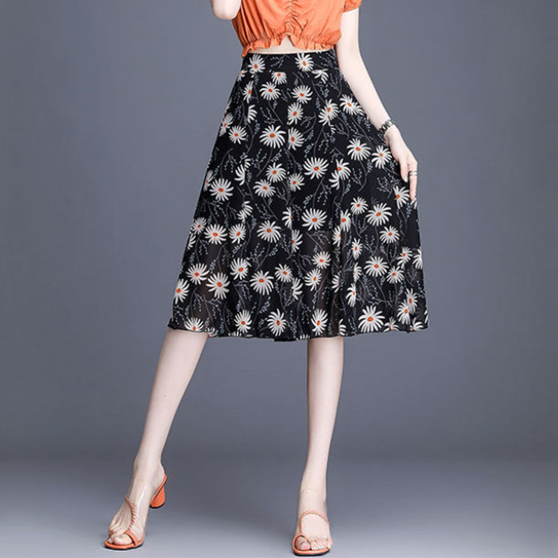 雪纺裙裤女夏季宽松阔腿裤韩版高腰七分裤女休闲裤裙薄款宽腿裤子