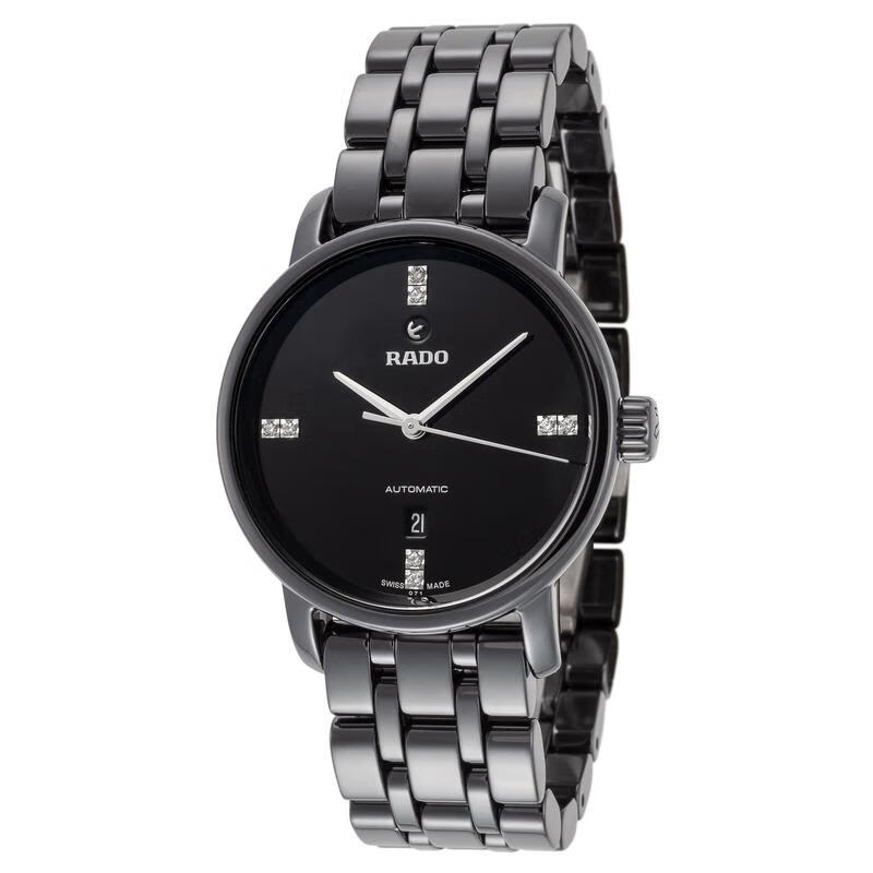 雷达(rado)女士腕表 r14043717 diamaster 33 毫米黑色表盘陶瓷手表