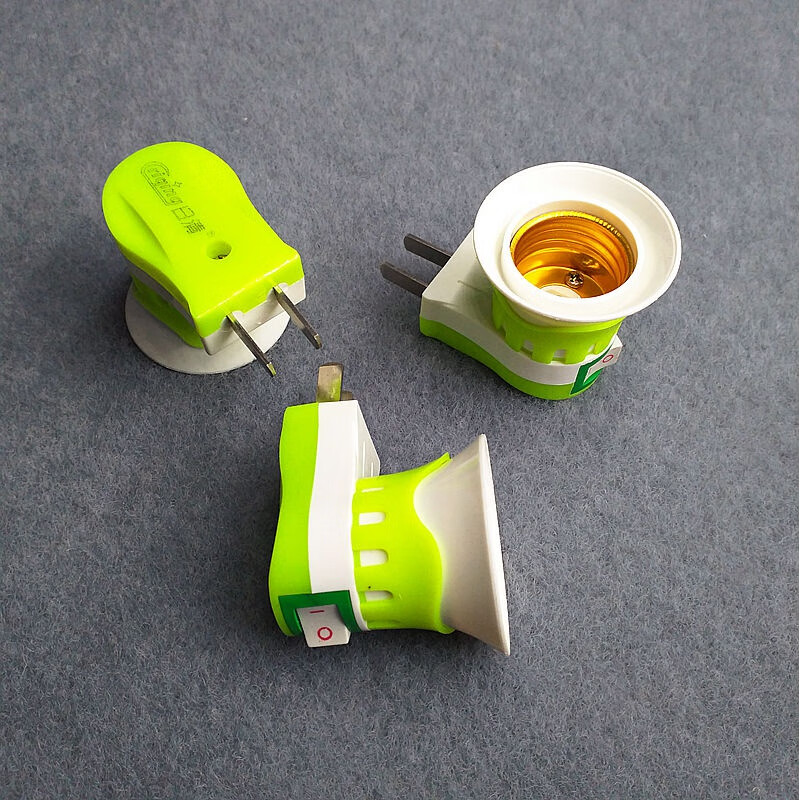 灯头带插头带开关的插式灯口螺口灯座插座led灯泡灯座 烟斗型灯座3个