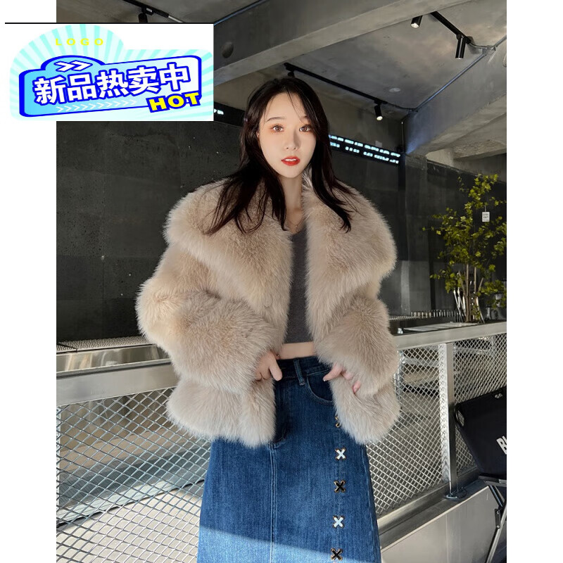 glm lee海宁水貂绒秋冬新款感皮草翻领短款毛毛外套女小红书同款狐狸