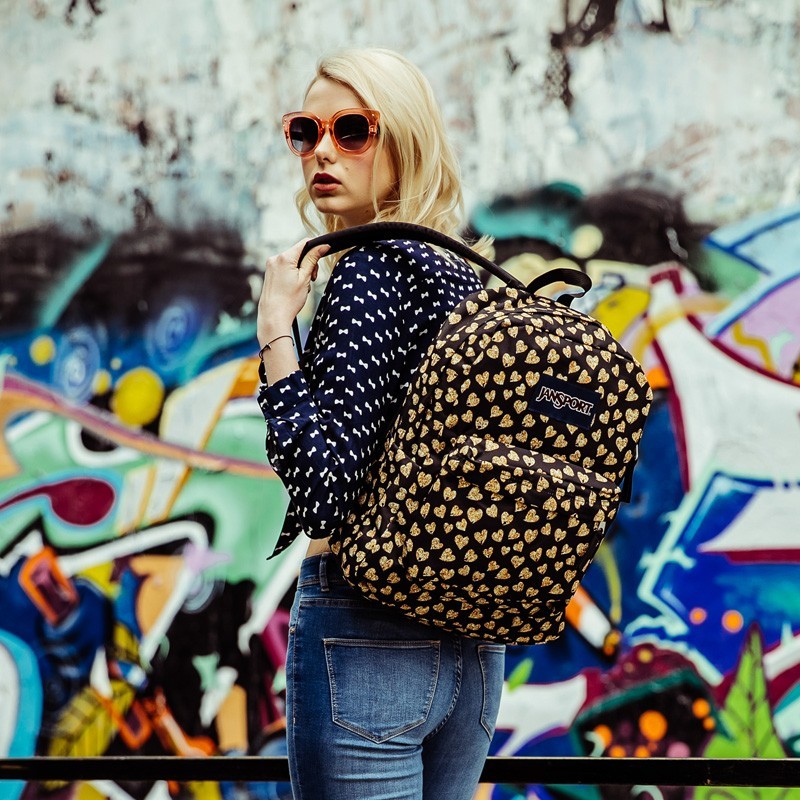 JANSPORT杰斯伯双肩包男女清新森系花色背书包\/裁切不同花纹会不一致 T5013CN豹纹爱心-无侧袋无隔层