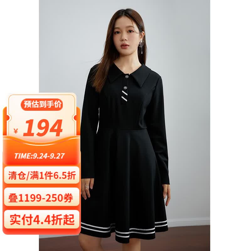 独束大码女装复古学院风减龄针织连衣裙女秋季新款微胖mmA字裙潮 黑色 XL怎么样,好用不?