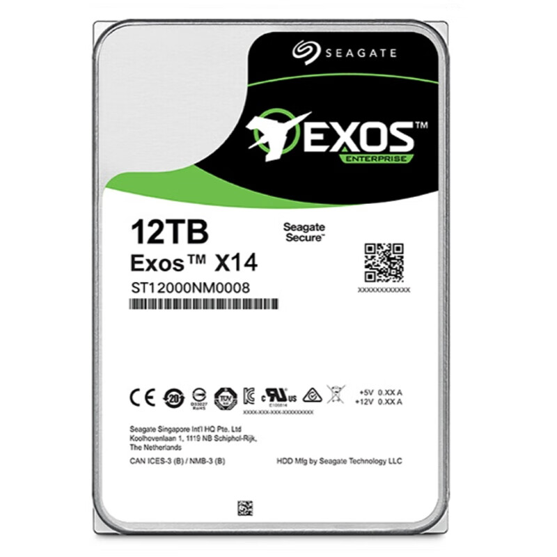 希捷12TB 7200转 256MB SATA3 ST12000NM0008企业级服务器NAS硬盘 ST12000NM0008硬盘