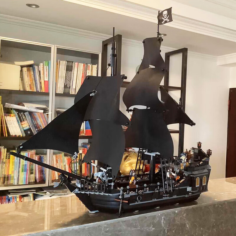 玉扬盈阔海盗船加勒比黑珍珠号积木男孩玩具大颗粒高难度拼装模型礼物