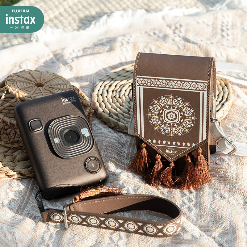 INSTAX富士 instax 游民牧歌系列 mini LiPlay 手绳相机包套装 深咖