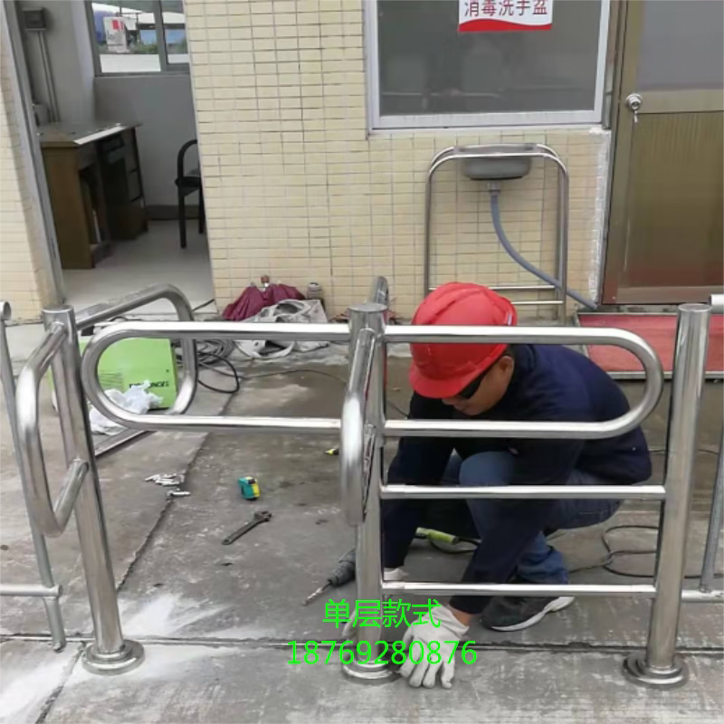 snqp不锈钢超市单向旋转门商场手动转闸半高出入口门禁器手推 单层