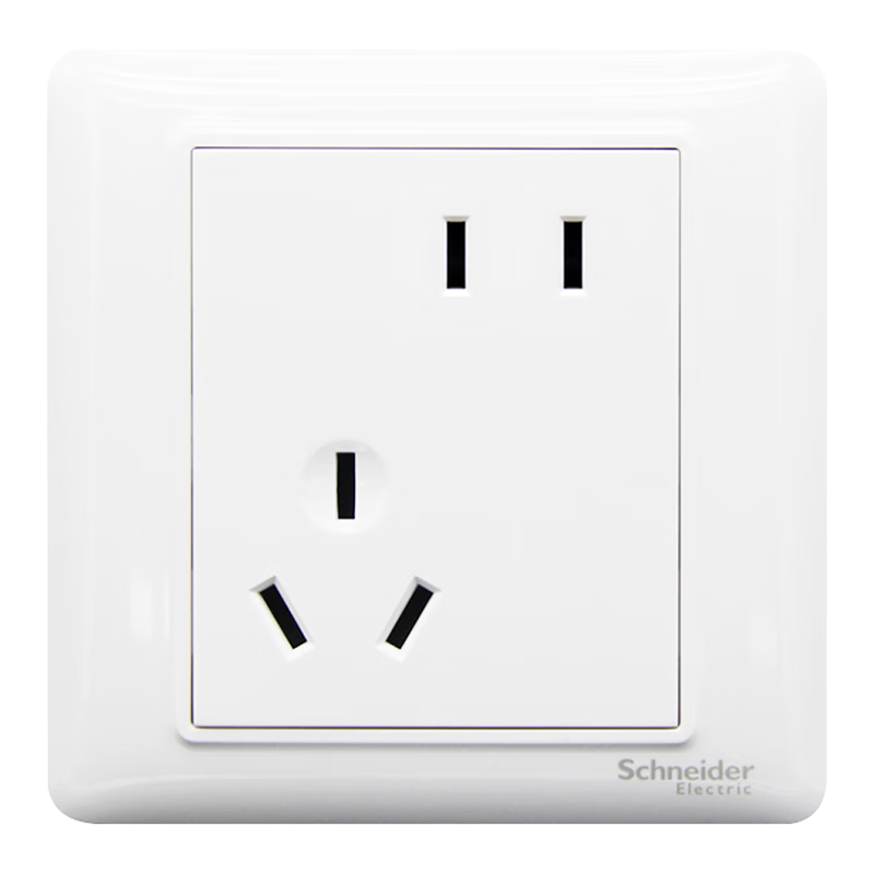 施耐德電氣 錯(cuò)位五孔插座 86型暗裝電源開(kāi)關(guān)插座面板斜5孔10A 睿意系列 白色