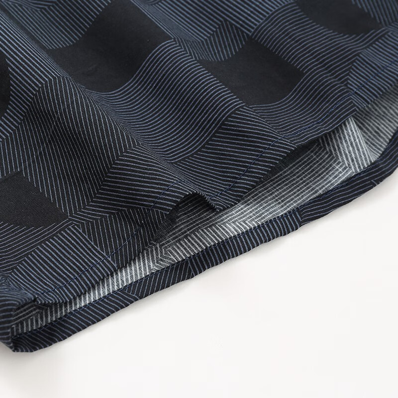 三枪夏季棉质机织布宽松中腰大码男士休闲短裤家居短裤大裤衩沙滩裤 迷幻几何 4XL /190