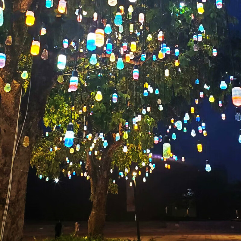 led琥珀七彩琉璃挂树吊灯网红装饰灯户外公园树木亮化楼盘许愿灯 七彩
