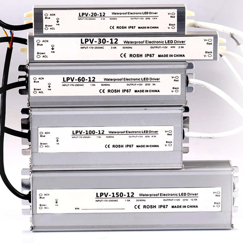 CNZGM IP67防水电源LPV水下监控led灯带12V电源交流220v转直流12v24v变压器 LPV-60-12(12V5A)