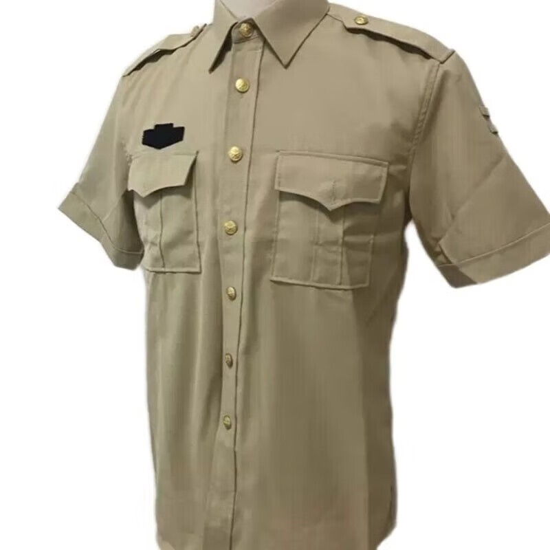 火夏季短袖长袖常服衬衣卡其色上衣保安服工作服制式工装 火铜扣 火铜