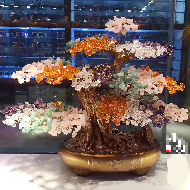 萨拉拉五色水晶树 五彩树家居开业五色摆件sn1752