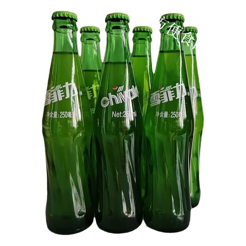 红允齐齐哈尔雪菲力汽水玻璃瓶菠萝味橙味饮料老式大香槟250ml6瓶