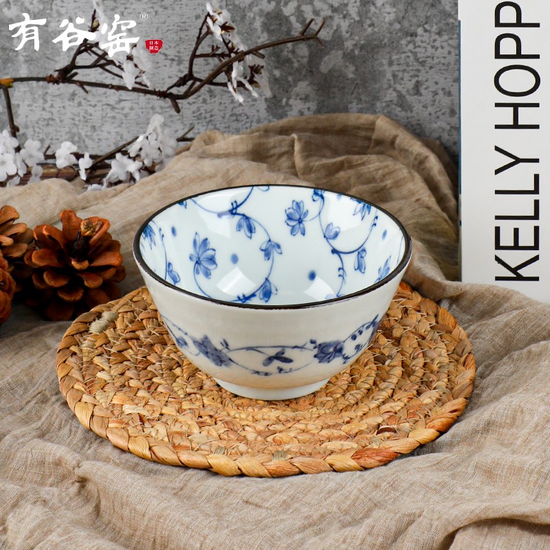 有谷窑日本进口陶瓷蔓唐草系列日式饭碗深盘釉下彩瓷器餐具 蔓唐草12cm饭碗