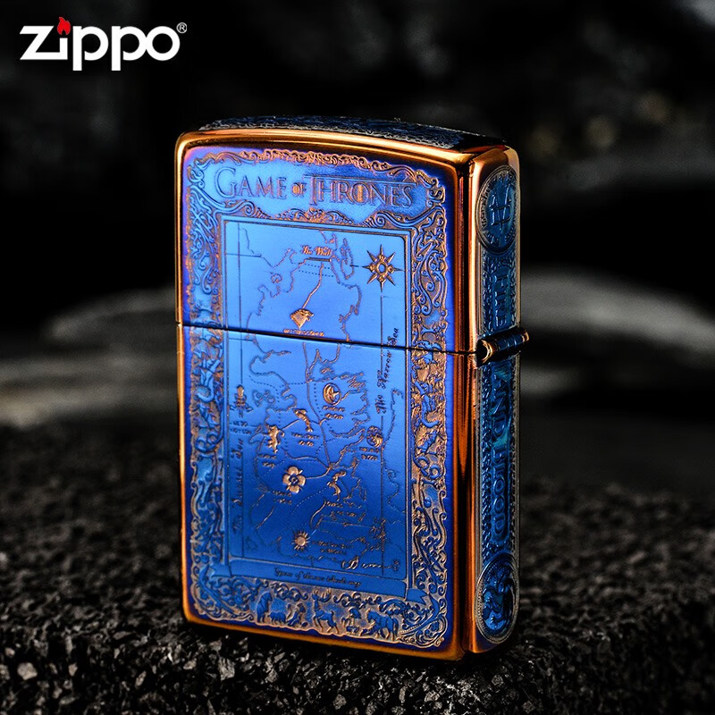 zippo康斯坦丁冰与火之歌五面貔貅熏金烤蓝打火机 冰与火之歌