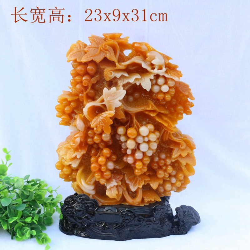 子孙万代 黄蜡石原石摆件玉石雕刻仿黄龙玉摆件 图片色