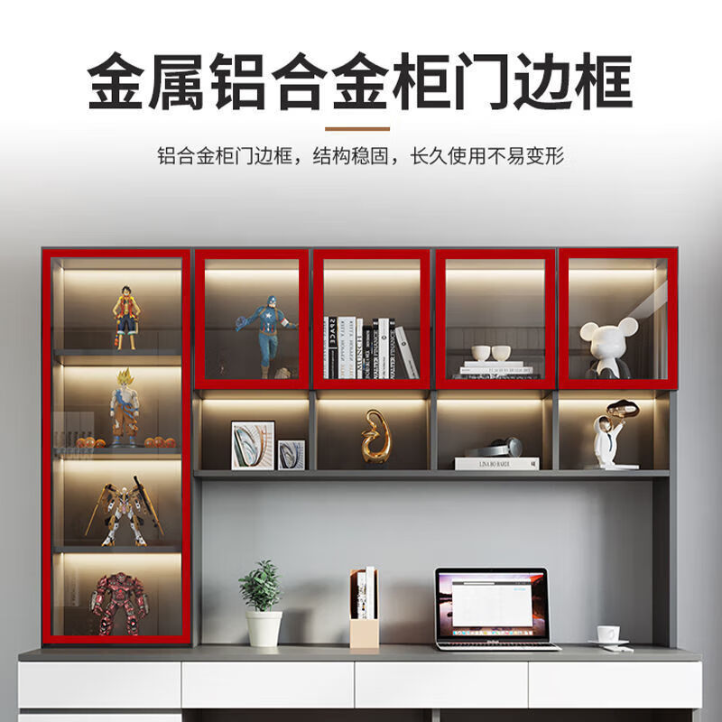 米聆2025新款家用书桌学生台式电脑桌轻奢现代书柜书桌一体桌双人轻奢 C款_长205深60高220cm
