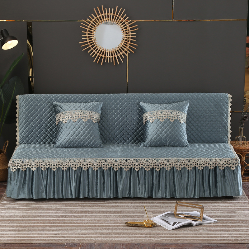 扶手沙发床套罩 简易折叠沙发垫北欧简约现代 可拆洗沙发巾 灰色 银灰