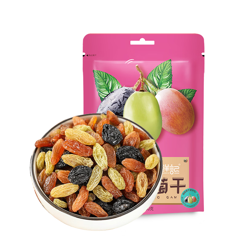 鲜记【鲜记】葡萄干特产大颗粒吐鲁番提子干无籽免洗干果蜜饯零食 【鲜记】三色葡萄干100g*1