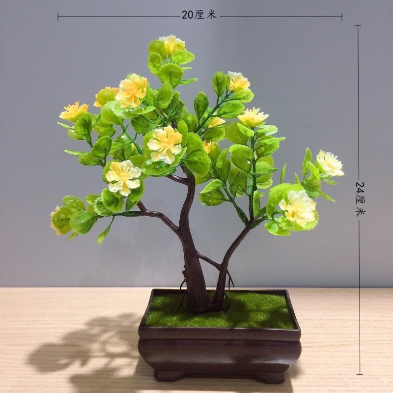 【精品绿植】月牙仿真花盆栽假花塑料花盆景客厅装饰酒柜桌摆件家居