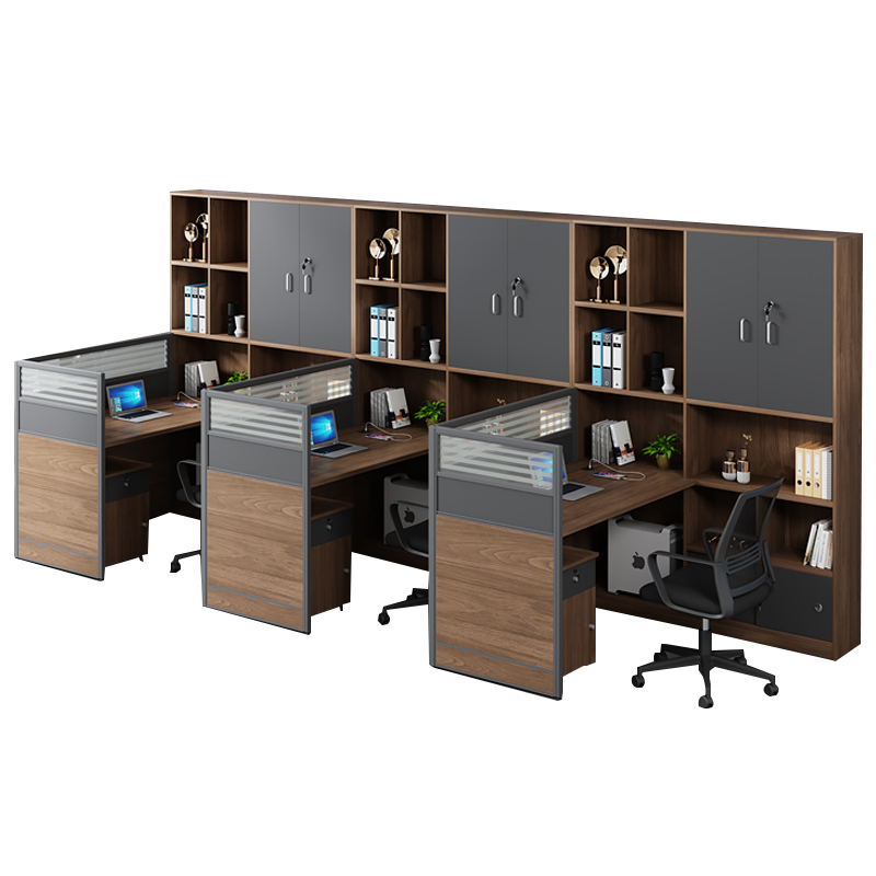 锡田 办公家具 财务办公桌椅高柜双人位组合办公桌人事屏风办公卡座  三人位+柜椅