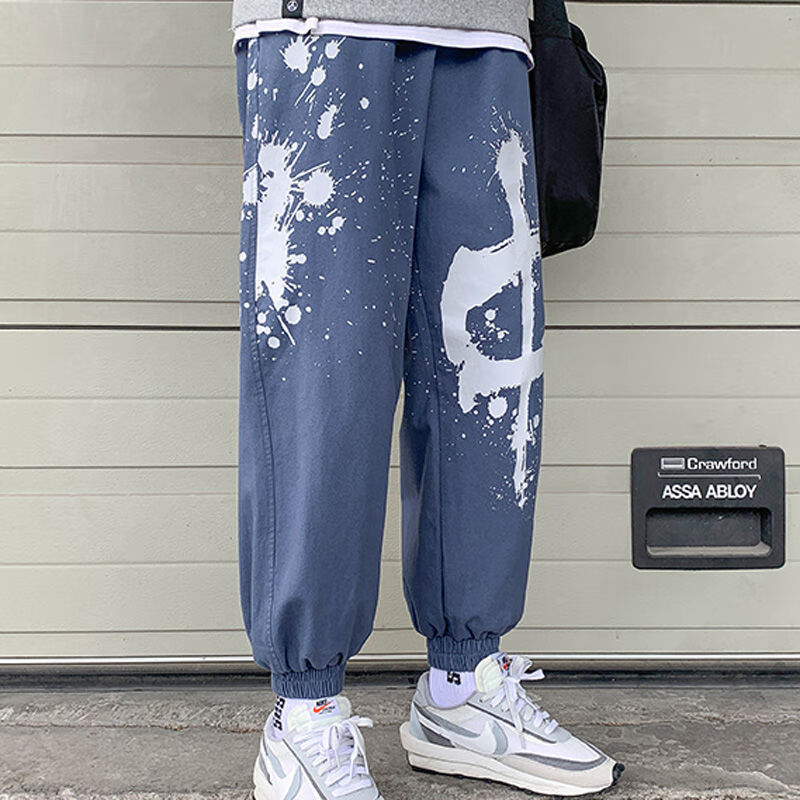 秋季青少年胖子休闲裤适合腿粗的男生肥仔秋季裤子男休闲裤运动男宽松