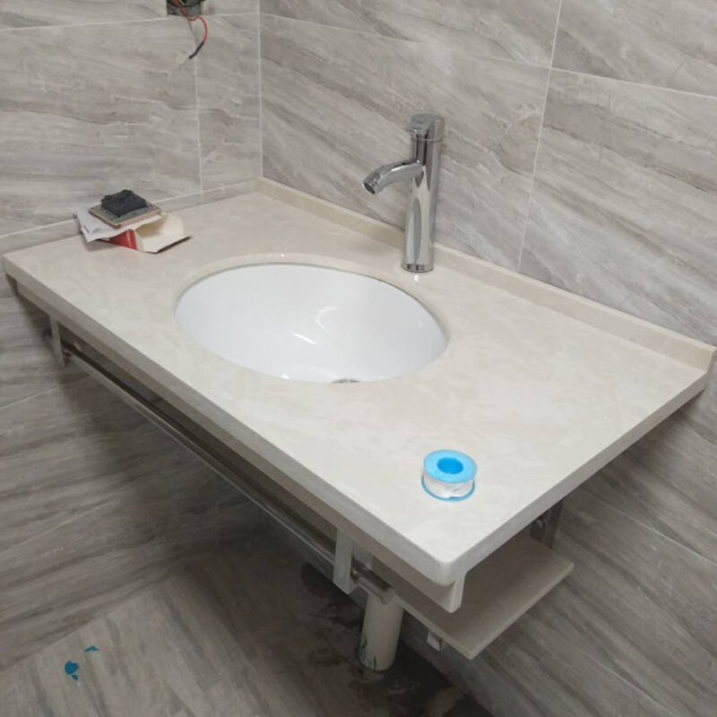 大理石陶瓷小户型浴室柜组合洗手盘面池挂墙式洗脸盆 50*40大理石台面