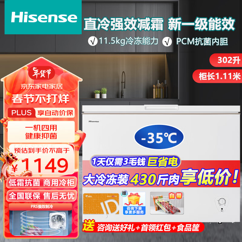 海信（Hisense）300升冰柜零下-35度商用大容量冰柜