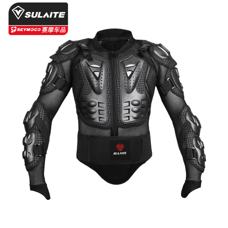 速莱特摩托车护甲衣骑士服盔甲男女机车服套装骑行服装备越野防摔服夏季 【黑色上衣】透气/防摔 L