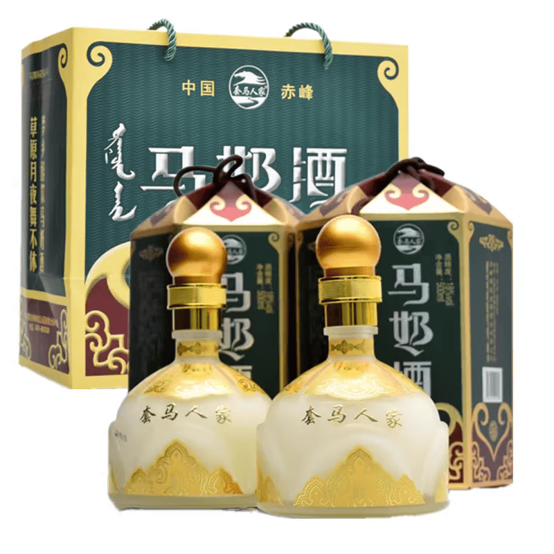 套马人家2瓶礼盒马奶酒内蒙古草原特产18度发酵型半甜型乳白色礼品酒 18度 500mL 6瓶 整箱发货