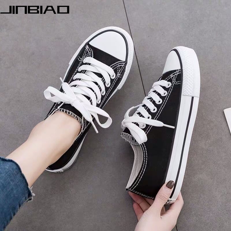 晋彪低帮小熊帆布鞋女秋季百搭韩版新款学生小众休闲小鞋子潮 经典款