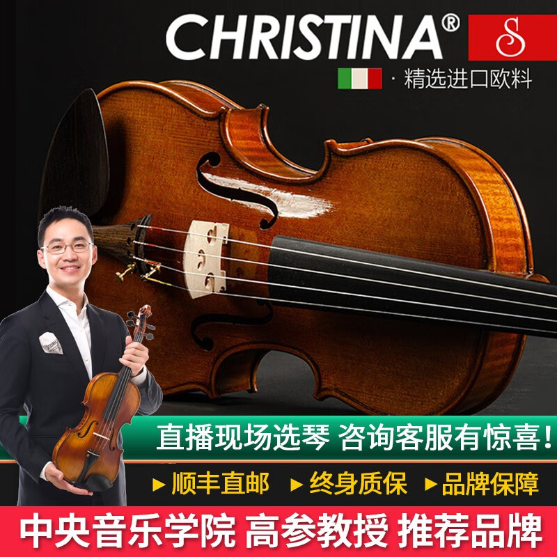 克莉丝蒂娜（Christina）进口欧料小提琴S200A考级进阶演奏初学入门成人学生儿童手工实木 3/4 身高140cm以上